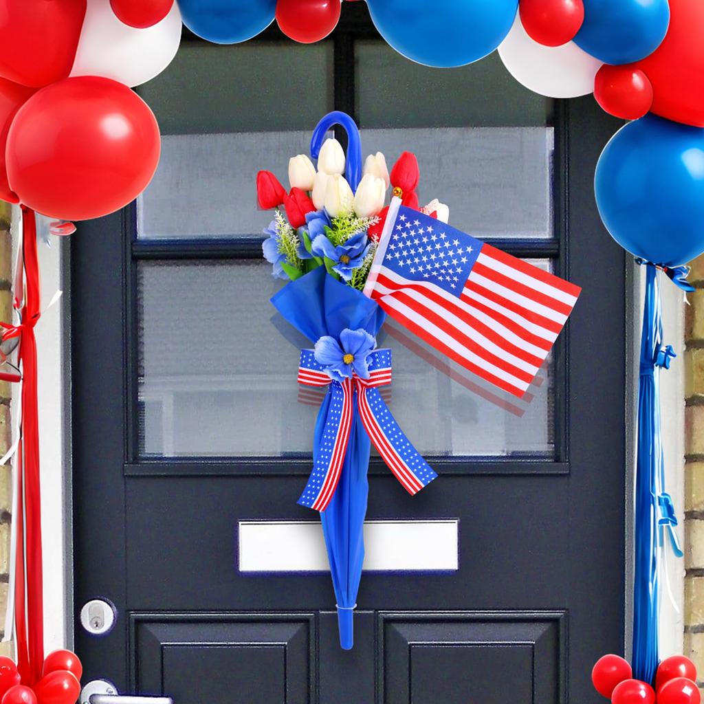 3D Independence Day Umbrella Decoration Wall Hanging American Flag Simulation Flower Festival Door And Window Decoration