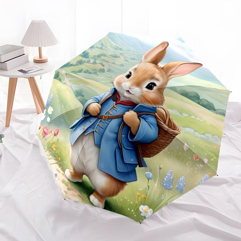 Peter Rabbit Fashionable Automatic Opening/Closing Folding Umbrella. Portable and Foldable, Ideal for Gift, Travel, and Daily Use.