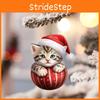 Flat Surface Acrylic Pendant With Cute Cat Wearing Christmas Hat Design Decor