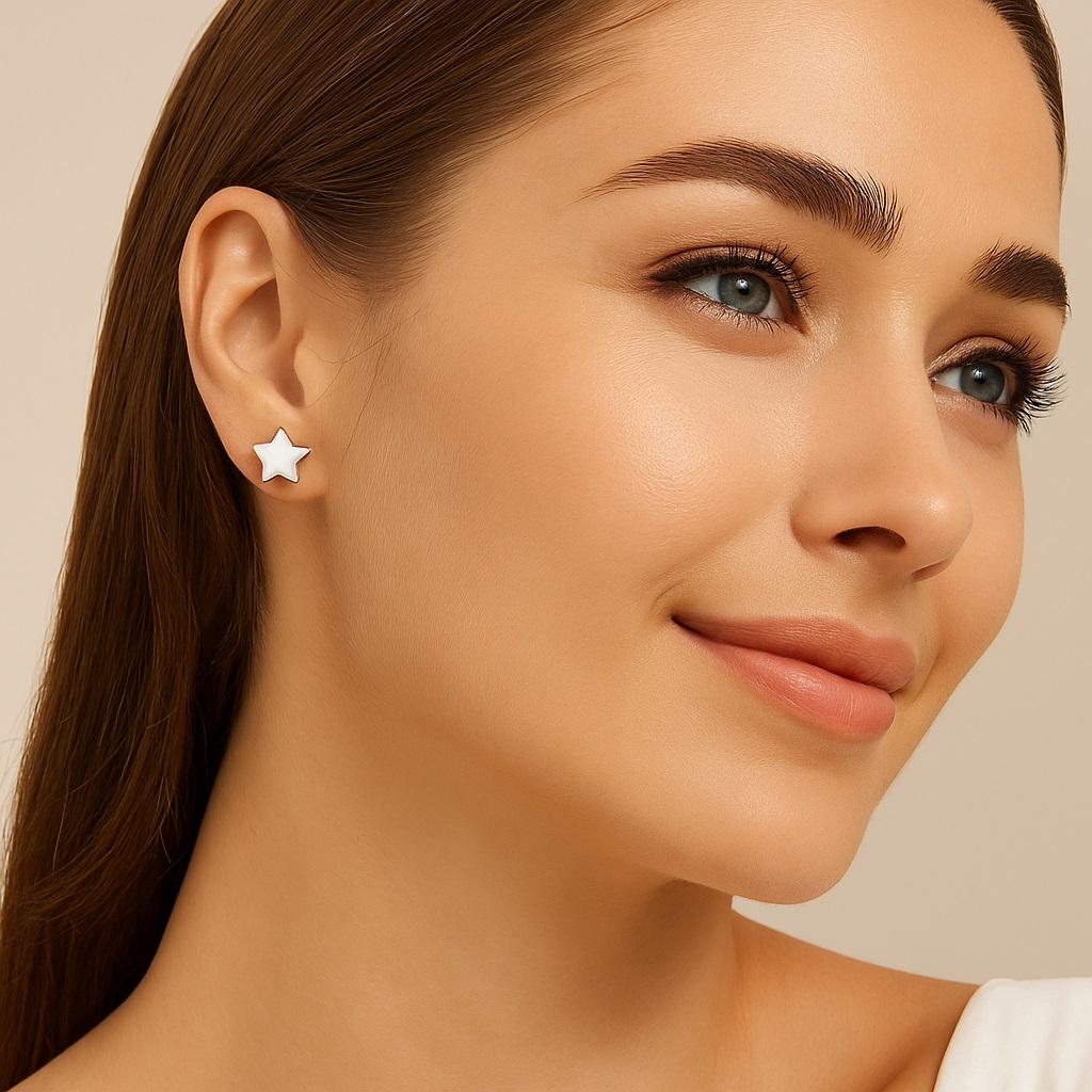 Серьга-пусета из стерлингового серебра 925 пробы в виде звезды