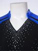 Sparkly Metallic Patchwork V Neck Bodysuit for Men Mesh Long Sleeve Rhinestone Leotard for Latin Ballet Figure Skating Gymnastics Training