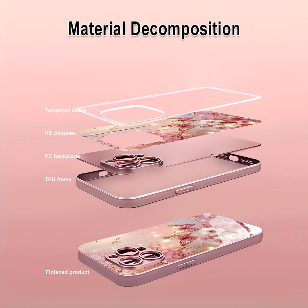 Стеклянный чехол с бабочкой для Samsung A13 A17 A16 A26 A33 A34 A35 A36 A53 A54 A55 5G A56 A25 S25 Ultra S24 S23 S22 Plus S21 FE