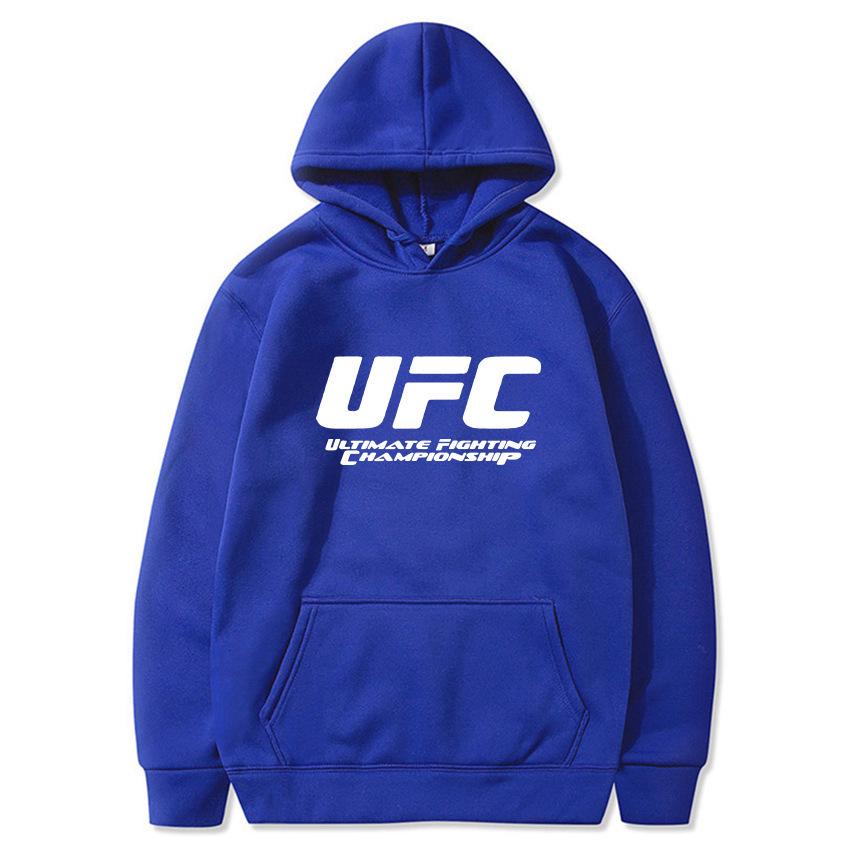 Худи UFC европейского размера для мужчин и женщин - Повседневное худи Осень/Зима с плюшевой подкладкой и принтом