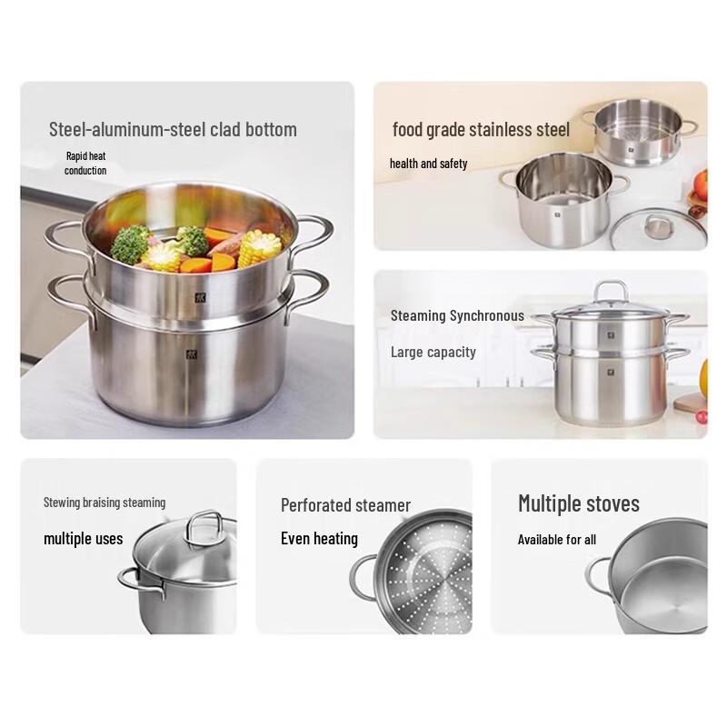 Zwilling Набор из глубокой кастрюли и пароварки Nova Plus 24 см из нержавеющей стали