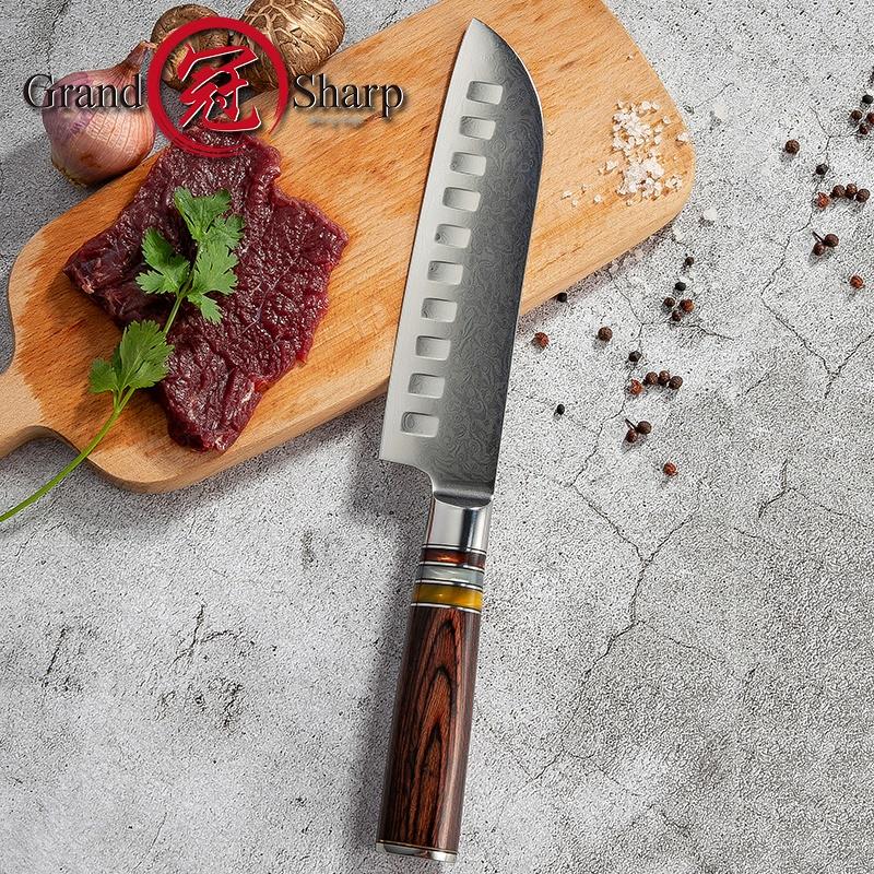 Набор кухонных ножей из дамасской стали, 2 шт., дамасские ножи vg10, японский стальной нож Сантоку Накири