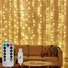 Christmas LED Curtain Garland Fairy String Lights Holiday Party Wedding Decoration USB Remote 8 Modes Bedroom Waterfall Lighting
