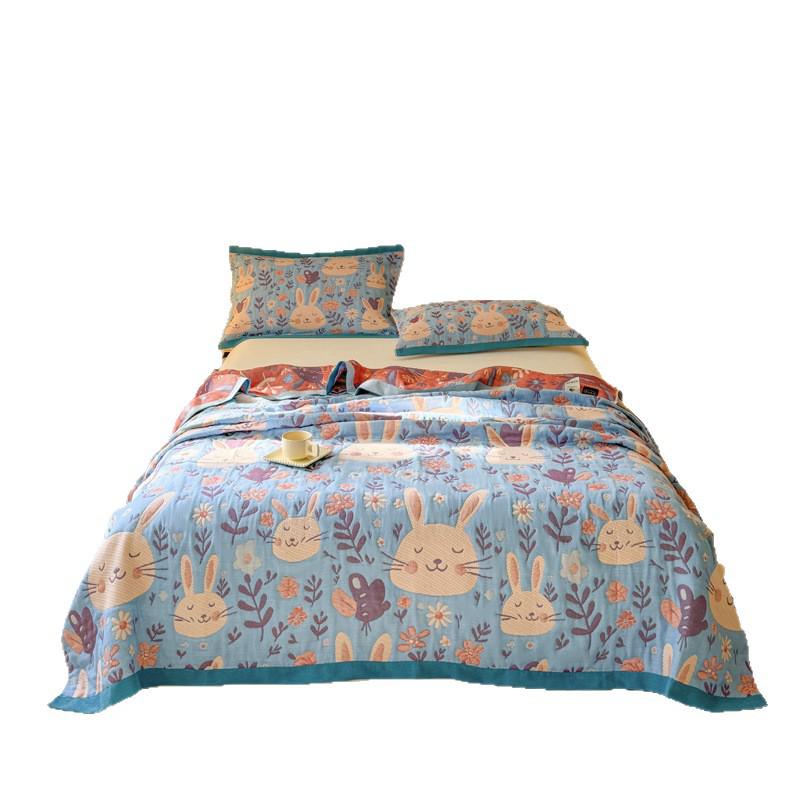 Трехслойное хлопковое марлевое одеяло - Универсальное для использования во время дневного сна в офисе, на диване, под кондиционером и в качестве летнего одеяла