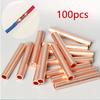 100Pcs Direct Connection Pressure Pipe Cold Pressed Copper Connecting Pipe Wire Joint Small Copper Tube Intermediate Joint