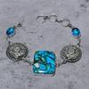 Natural Copper Blue Turquoise,Topaz Stone 925 Sterling Silver Bracelet 7-8" M0B17