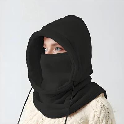 Женская зимняя ветрозащитная лыжная маска и манишка-капюшон. Двусторонняя толстая шапка. Дышащая маска для лица и головной убор.