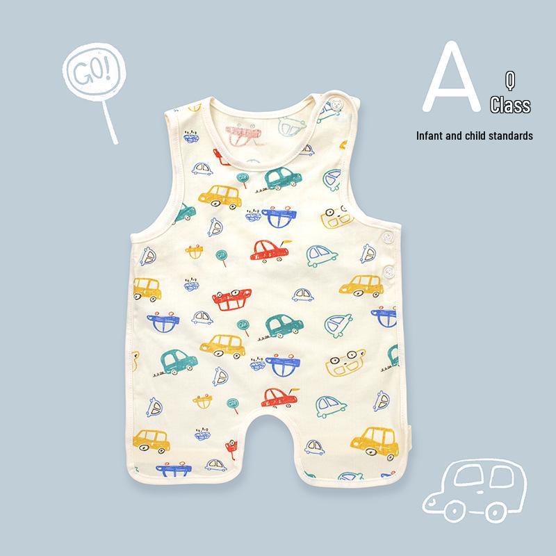 Милый летний хлопковый полукомбинезон Tao Baby и тонкие леггинсы с защитой животика для новорожденных