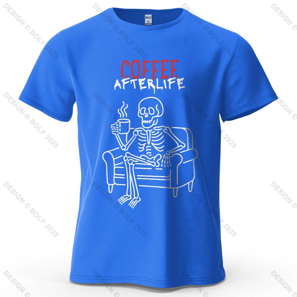 Coffee Afterlife Humorous Printed Unisexs Tshirt 100 Cotton Oversized Relaxed Graphic Tees For Unisex Tops Tees Casual Streetwear