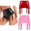 Women Patent Leather Garter Belt Sexy Suspender Belts for Thigh High Stockings