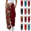 Женские спортивные штаны, мешковатые, с высокой талией, большие размеры, спортивные штаны с карманами, рождественские принтованные брюки, брюки для женщин
