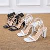 Summer New European and American Breathable Large Size Sexy Winding Belt Roman Sandals Women's Light and Elegant