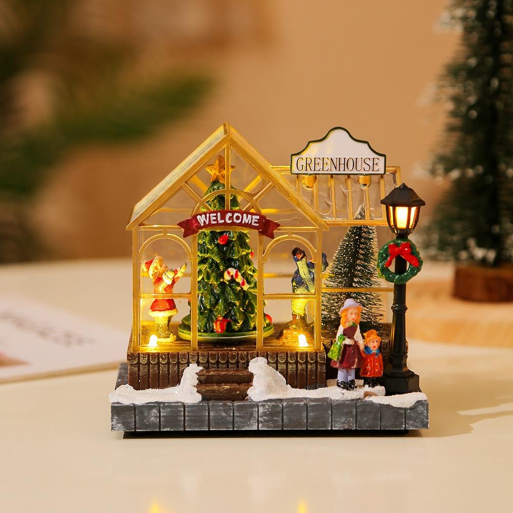 Festival Scene Musical Village Scene Decor Resin Xmas Window Display Pendant