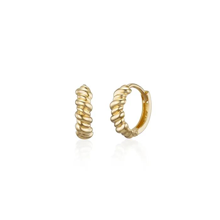 14k Twist Rope One-Touch Ring Earrings (14k Gold) LFE27