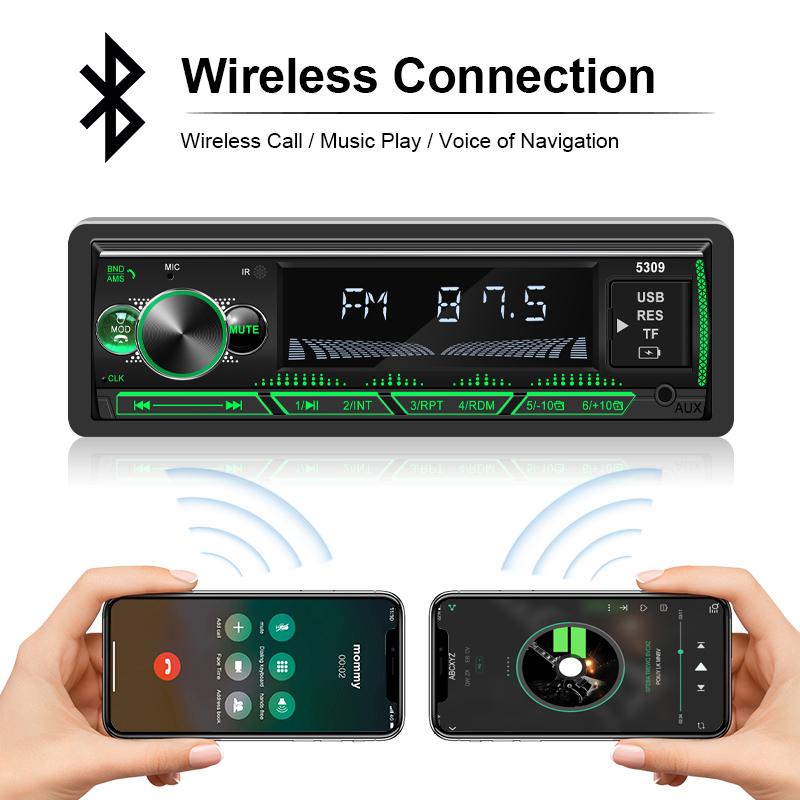 Hippcron Car Radio Audio 1 Din Bluetooth Stereo Hands-Free Calling MP3 Player FM Receiver With AUX/USB/TF Card In Dash Kit