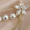 jijijing Brooch Pin for Women, Lapel with Star Rhinestone Faux Pearl Tassel Design, Multi-Layered Pendant Badge Neckline Cardigan Coat Decoration