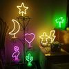 Battery/USB LED Neon Night Light Sign Flamingo Coconut Tree Cactus Table Lamp Kids Birthday Gifts Bedroom Christmas Art Decor
