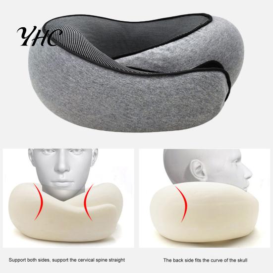 Adjustable Neck Pillow Memory Foam Travel 360 Degree Support U-Shaped Car Airplane with Fastener Tape Nap