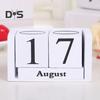 Wooden Blocks Desk Calendar Month Date Display Reusable Farmhouse Rustic Solid Wood Perpetual Calendar Home Office Desktop Decoration