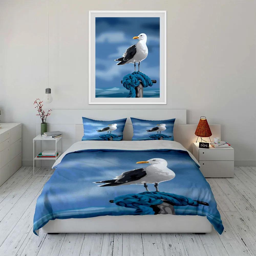 Seaside Birds Decorative Set Soft Comfortable Duvet Cover Bedding Set Included 1*Duvet Cover & 2*Pillowcases, gift