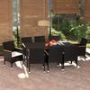 Maison Exclusive - Ensemble à manger de jardin coussins 9pcs Résine tressée Noir