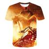 Evil Knight Skull Printed Short Sleeved T-shirt with Flame Pattern Skull Personalized Clothes for Men
