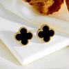 Exquisite Four-Leaf Clover Titanium Steel Earrings Female Summer Niche Design Senior Sense Of Earrings New Tide Temperament Earrings