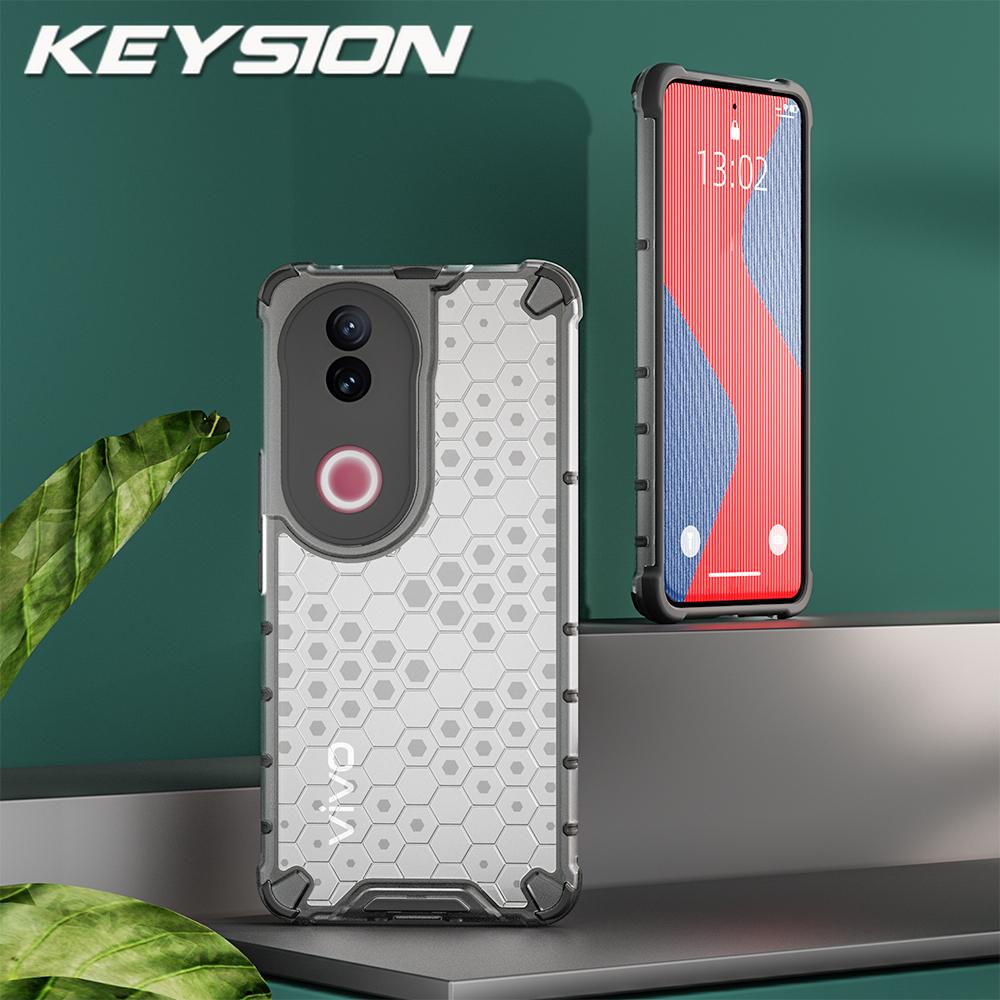KEYSION Противоударный бронированный чехол для VIVO V50 5G Мягкий силиконовый + прозрачный сотовый чехол для телефона из поликарбоната для VIVO V50 5G