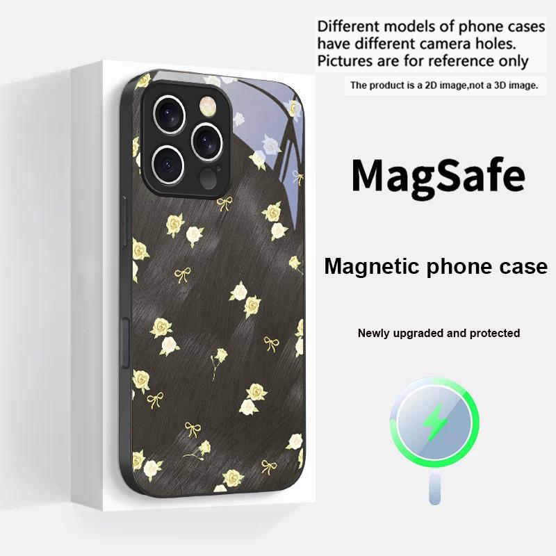 Градиентная желтая роза для iPhone 17 Pro Max 16 E 15 14 13 Plus 12 mini 11 17 Air XR Xs Max 7 Plus Magsafe Стеклянный чехол для телефона