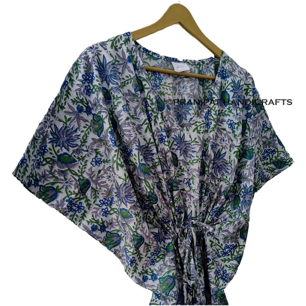 Серое хлопковое женское платье-кафтан в стиле хиппи с индийским цветочным принтом, пляжное платье макси CKFTN-SCRN-FULL-BUYIT-156