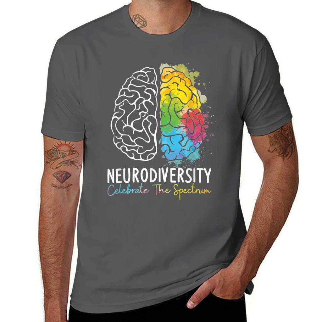 Celebrate Neurodiversity Neurodiversity Celebrate The Spectrum Rainbow Wounisex Unisex Girl Tshirt Summer Casual Loose Tshirt