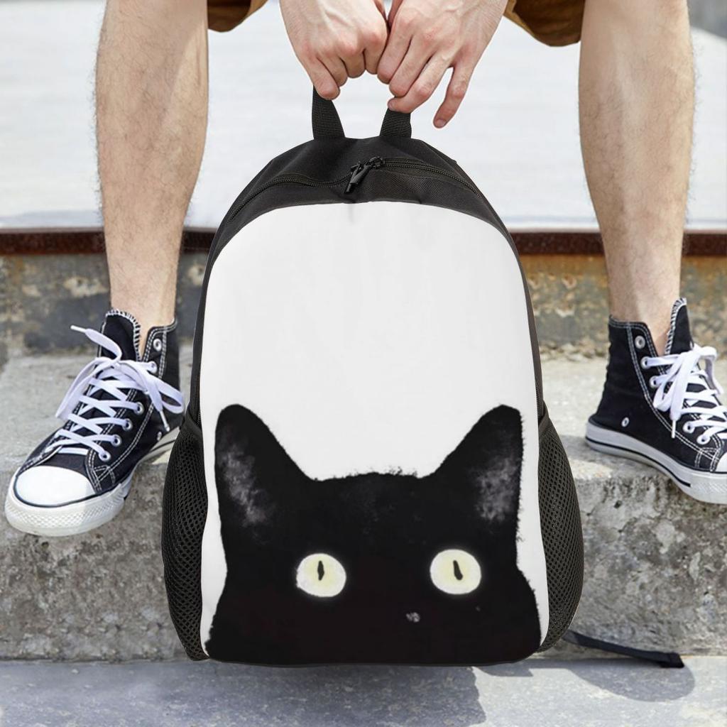 Черный Кот Заглядывает Рюкзак Горячая Распродажа Daypack Большая Вместимость Детский Ранец Школьная Сумка Наплечные Сумки для Мужчин Женщин