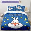 3pcs Miffy3 Cover Set - Personalized Name, HD Printed Bedding with 1 Cover and 2 Pillowcases - Perfect for Home Decor, Easy Care