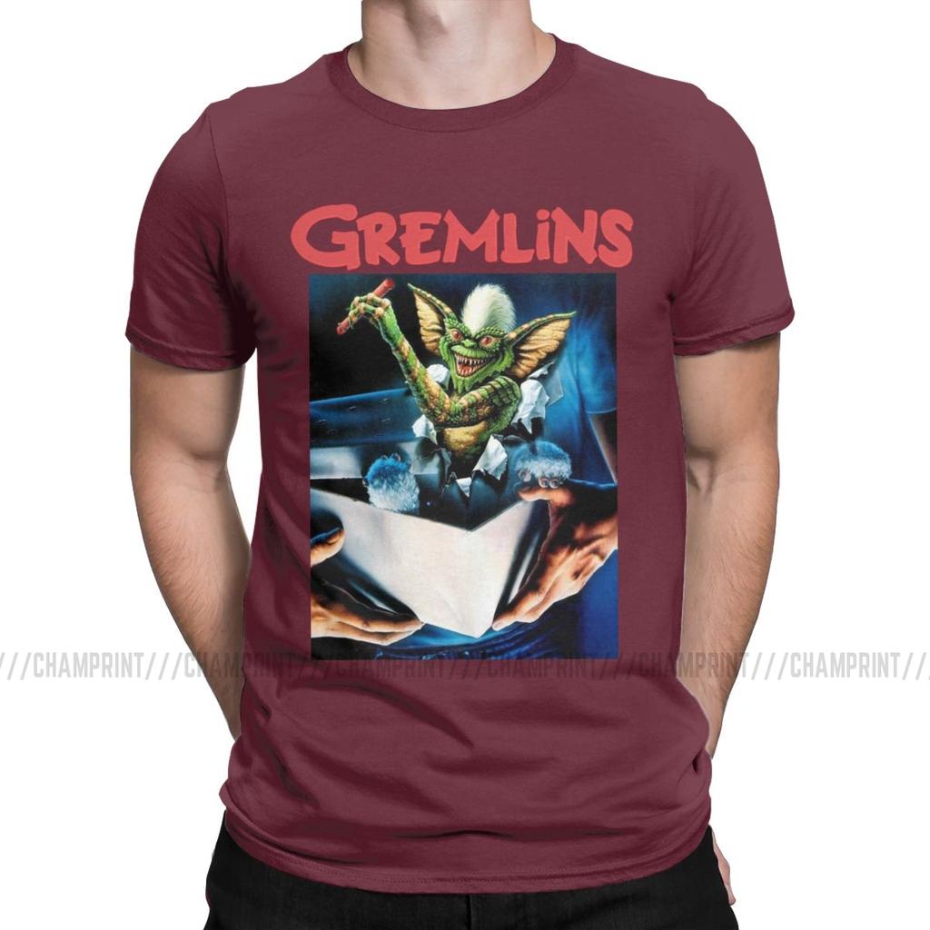Gremlins Men S T Shirts Gizmo Monster Gremlin 80S Horror Christmas Movie Awesome Tees Round Neck