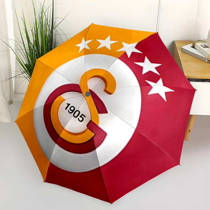 Модный складной зонт Galatasaray с автоматическим открытием/закрытием. Портативный и складной, идеально подходит для подарка, путешествий и повседневного использования.