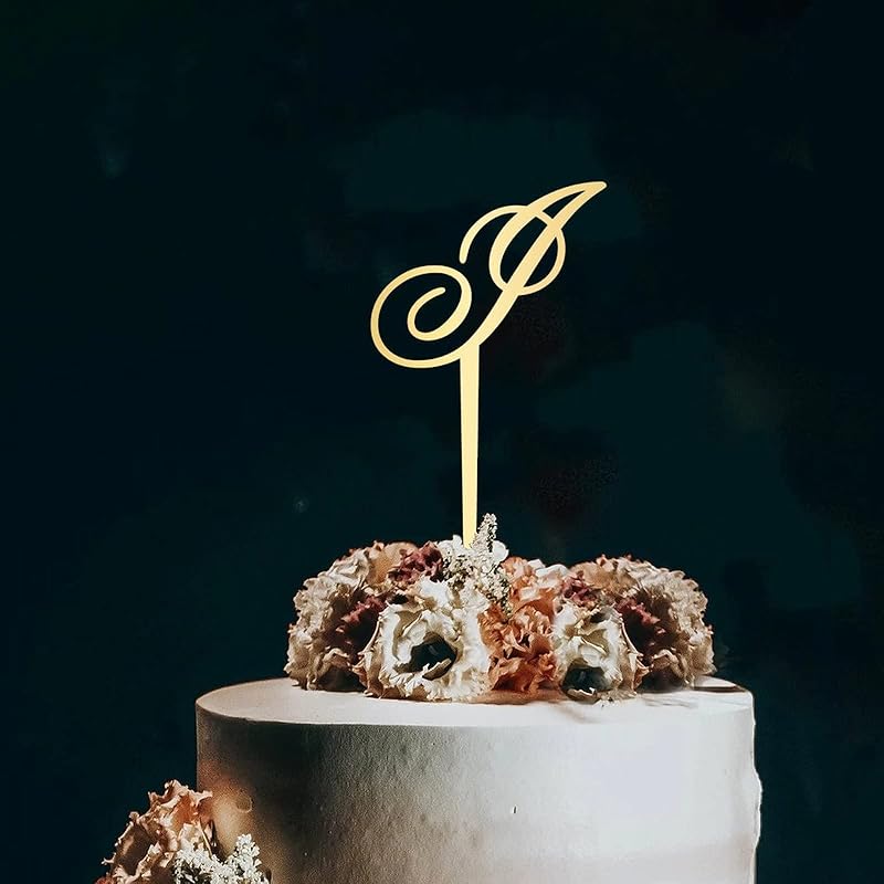 Топпер для торта с первой буквой K, монограмма, акриловый топпер для кексов, забавные аксессуары для торта для украшения свадебной годовщины, дня рождения, вечеринки, зеркальное золото