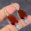 Красный сердолик драгоценный камень 925 стерлинговое серебро подарок ювелирное изделие серьга 2,25"