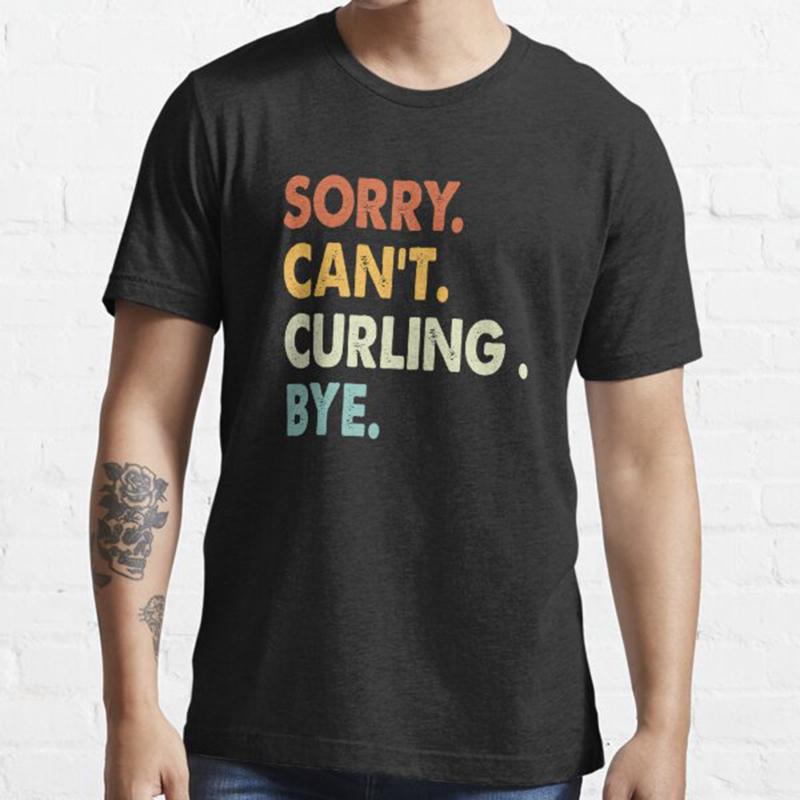 Мужская мода повседневная футболка с коротким рукавом Sorry Can't Curling Bye черные футболки большого размера