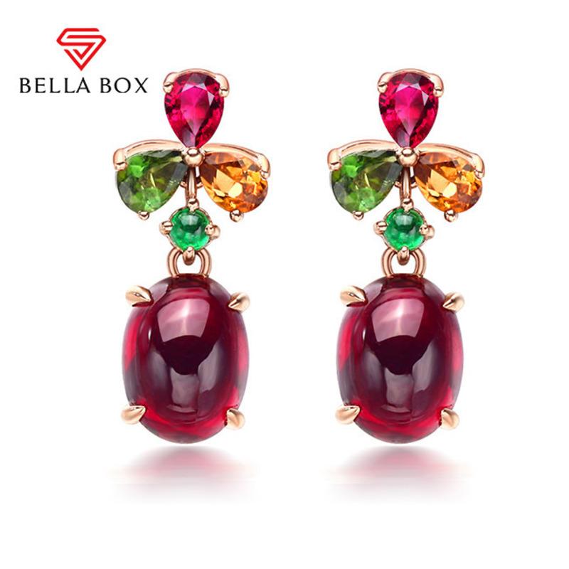 BELLA BOX Новые европейский и американский темперамент имитация красного турмалина граната красного цвета сокровища серьги серьги женский подарок на день матери
