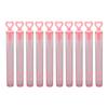 10Pcs Bubble Wands Pink Heart Shaped Transparent Durable Plastic Portable Bubble Sticks for Party