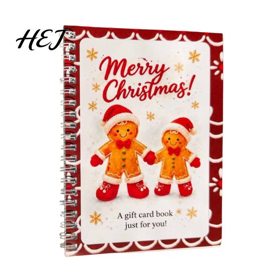 Themed Illustration Gift Organizer Christmas Card Book, 7" x 5" Spiral Bound Merry Personalized Holder Booklet, Greeting Album, for Xmas Party