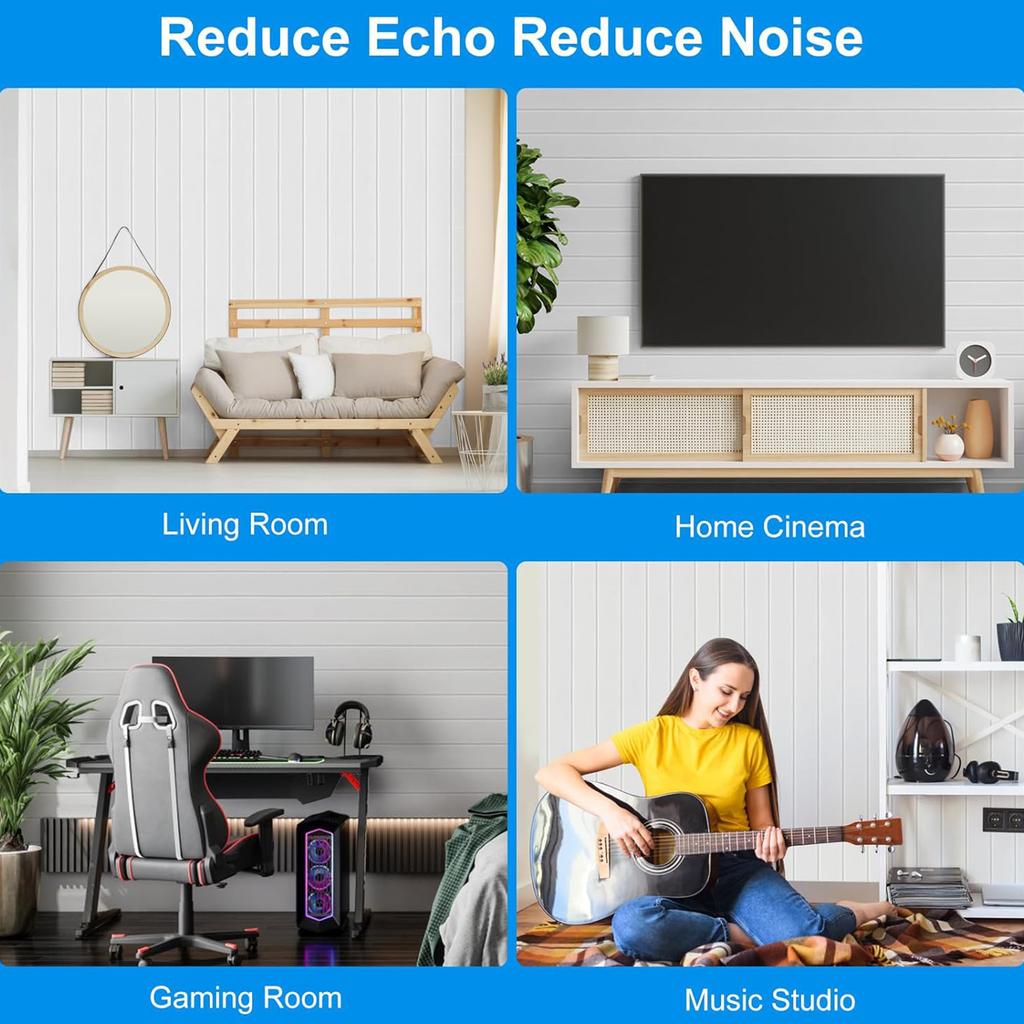 Упаковка из 12 звукоизоляционных пенопанелей для стен, самоклеящиеся акустические плитки, полиэфирная текстура, идеально подходят для студий и домашних стен