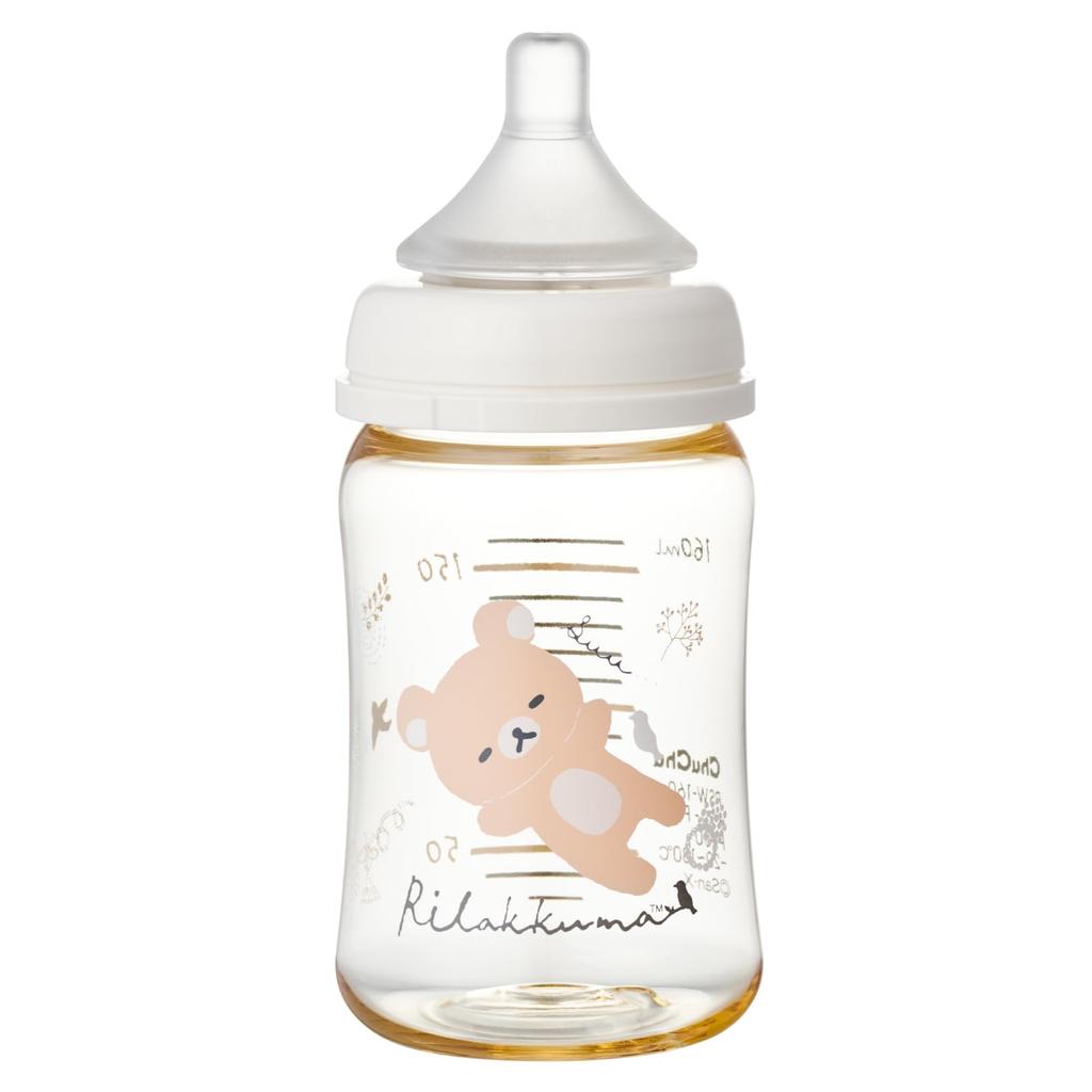 Пластиковая бутылочка для кормления ChuChu с широким горлышком 160 мл Rilakkuma Для новорожденных и до отлучения Легко мыть Поставляется со специальной крышкой и колпачком Multi-Fit