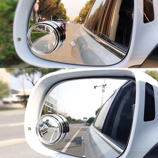 Driving Safety Accessory 1 Pair Car Rear View Mirror Blind Spot Helper, 360-degree Adjustable Small Round Convex for Parking, Waterproof Anti-fog