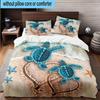 Ocean Love Turtles 3pcs Bedding,Including 1pc Duvet Cover And 2pcs Pillowcases Perfect for Christmas,Ideal for Bedroom, Dormitory