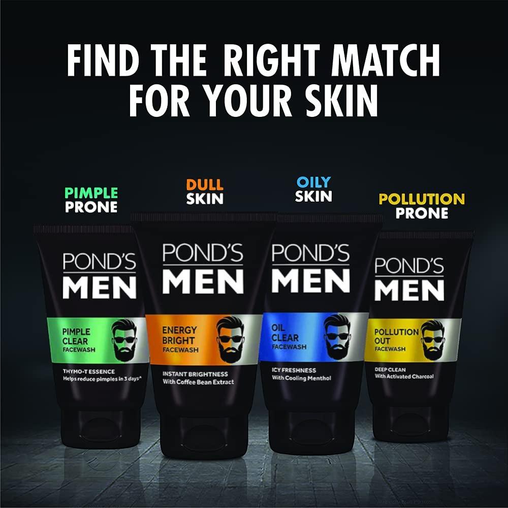 POND'S Мужская пенка для умывания с древесным углем 50 г Для глубокого очищения пор Контроль жирности Удаление загрязнений Осветление кожи Мужской уход за кожей для улицы Ежедневное использование