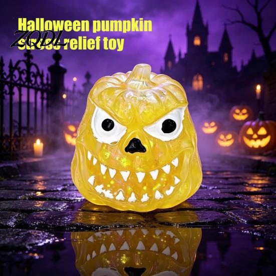 Elastic TPR Stress Reliever Pumpkin Grimace Squeeze Toy for Relief, Soft Sensory Fidget Halloween Adults Children, Portable Pinch Emotional